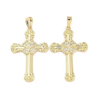 Brass Micro Pave Cubic Zirconia Pendants KK-K408-27G-1