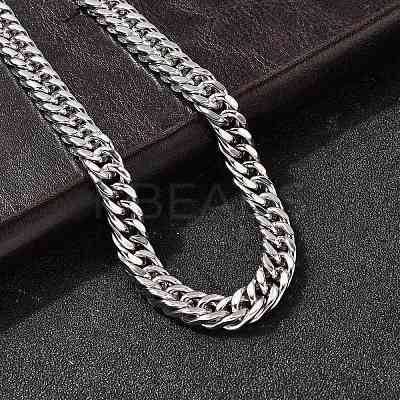 8MM 304 Stainless Steel Cuban Link Chain Necklaces for Men NJEW-B134-03B-P-1