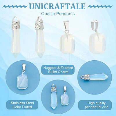 24Pcs 2 Styles Opalite Pendants G-UN0001-12A-1