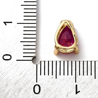 Teardrop Brass Micro Pave Cubic Zirconia Slide Charms KK-C119-16G-01-1