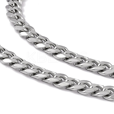 Non-Tarnish 201 Stainless Steel Cuban Link Chain Necklace with 304 Stainless Steel Clasps for Men Women NJEW-M194-01D-P-1