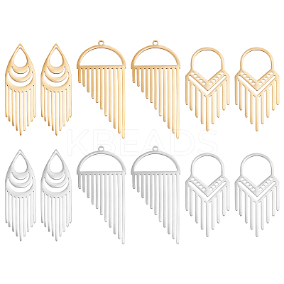 12Pcs 6 Style 201 Stainless Steel Pendants STAS-DC0006-55-1