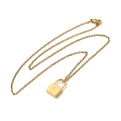 304 Stainless Steel Rolo Chain Pendant Necklaces NJEW-S444-01G-03-1