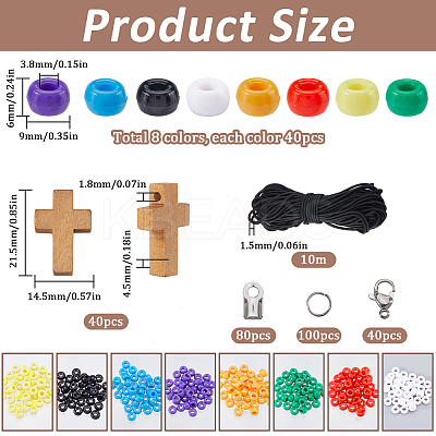 DIY Barrel Plastic & Crosdd Wood Bracelet Making Kits DIY-SC0027-35-1