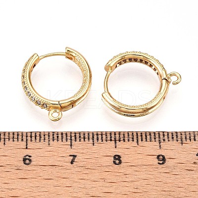 Brass Micro Pave Cubic Zirconia Hoop Earring Finding KK-N261-47G-1