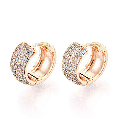 Brass Micro Pave Clear Cubic Zirconia Hoop Earrings EJEW-T048-48G-1