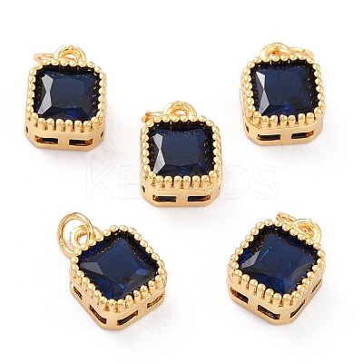 Real 18K Gold Plated Brass Inlaid Cubic Zirconia Charms ZIRC-L100-073G-08-1