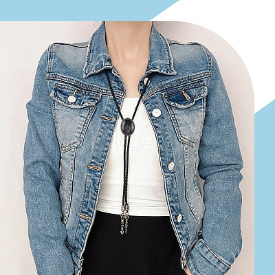 2Pcs 2 Colors PU Leather Lariat Necklace NJEW-GF0001-16-1