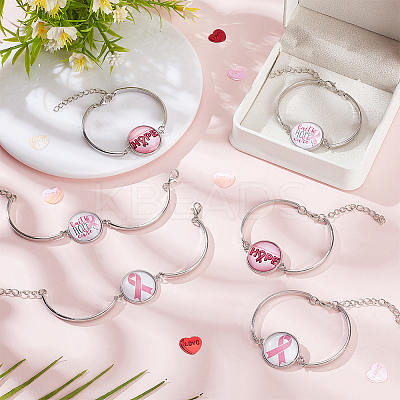 12Pcs 3 Colors Word HOPE Glass Link Bracelets BJEW-NB0001-12-1