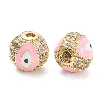 Brass Micro Pave Cubic Zirconia Beads ZIRC-A019-16G-A-1