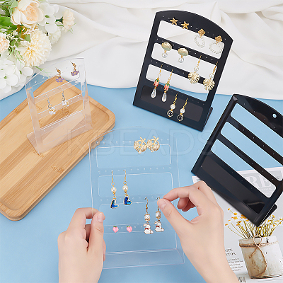 6Pcs 6 Styles 4-Tier PP Plastic Slant Back Earring Organizer Display Stands EDIS-DR0001-03-1