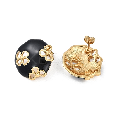 Ion Plating(IP) 304 Stainless Steel Flower Stud Earrings EJEW-Z068-32G-01-1