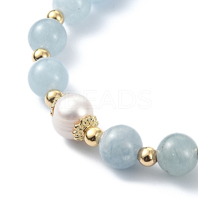 Natural Mixed Gemstone & Pearl Beaded Stretch Bracelet BJEW-JB09360-1