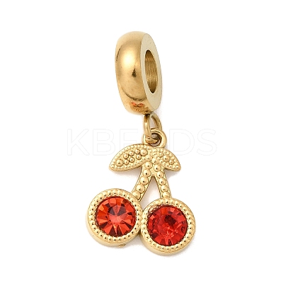 304 Stainless Steel Hyacinth Rhinestone Fruit European Dangle Charms STAS-D153-24G-1