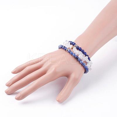 Natural Mixed Gemstone Stretch Bracelets BJEW-JB03365-03-1