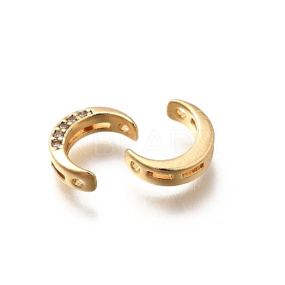 Brass Micro Pave Clear Cubic Zirconia Links Connector Charms KK-K378-66G-1