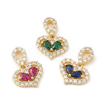 Real 16K Gold Plated Brass Micro Pave Cubic Zirconia Pendants ZIRC-L103-049G-1