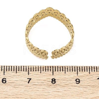 Crown 304 Stainless Steel Open Cuff Ring for Women RJEW-Z083-03G-05-1