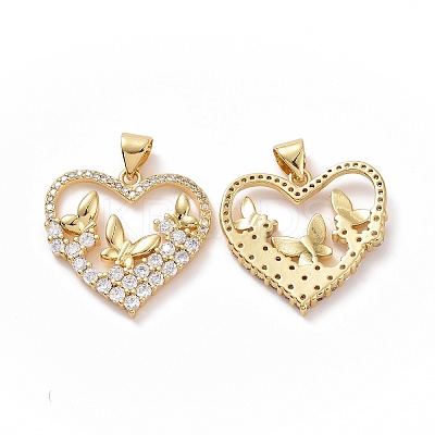 Brass Cubic Zirconia Pendants ZIRC-I062-05G-1