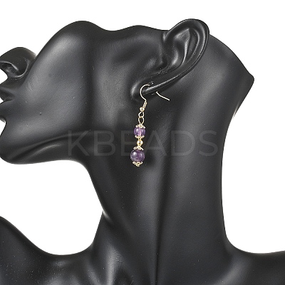 Natural Mixed Stone Round Dangle Earrings EJEW-JE06822-1