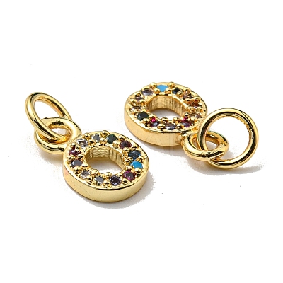 Brass Micro Pave Colorful Cubic Zirconia Charms ZIRC-F092-01-O-1