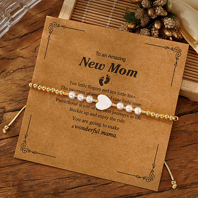 Handmade Brass & Imitation Pearl Round Beaded Bracelets YH5085-2-1