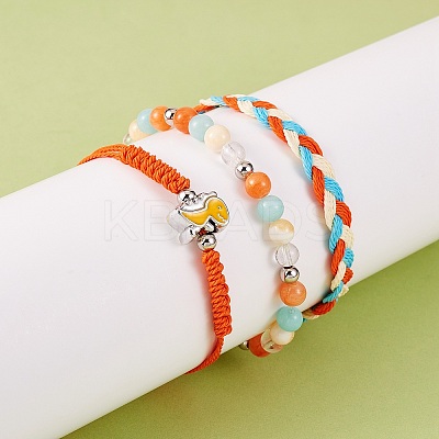 Waxed Polyester String Braided Cord Bracelets Set BJEW-SW00032-04-1