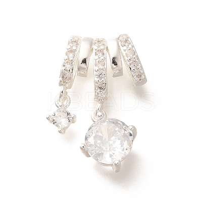 Brass Micro Pave Cubic Zirconia Pendants KK-C085-12S-1