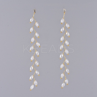 Electroplate Glass Beads Dangle Stud Earrings EJEW-JE03820-1