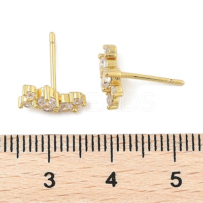 Brass Micro Pave Clear Cubic Zirconia Stud Earrings EJEW-R016-26G-16-1
