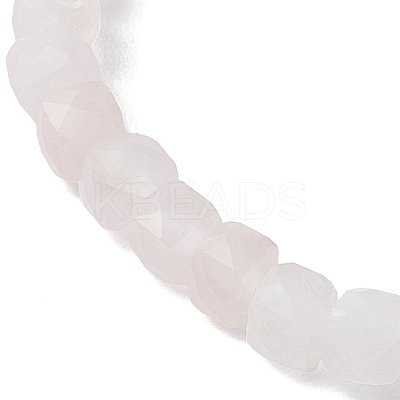 Natural Rose Quartz Cube Beads Stretch Bracelets for Women BJEW-JB13179-02-1