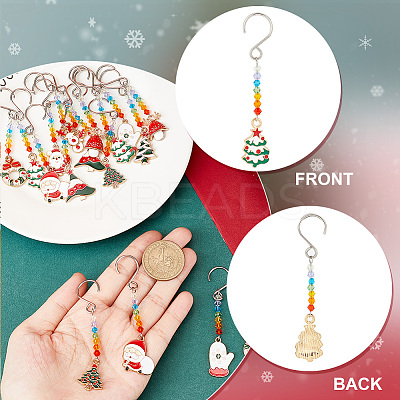 Christmas Theme Alloy Enamel Pendant Decorations HJEW-AB00265-1