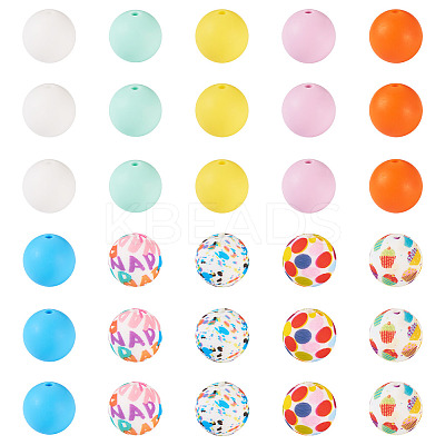 76Pcs Round Silicone Focal Beads SIL-TA0001-94-1
