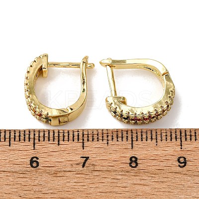 Brass Micro Pave Cubic Zirconia Oval Hoop Earrings EJEW-D332-03B-G-1