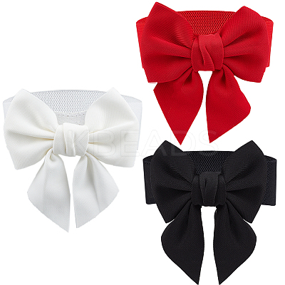 3Pcs 3 Colors Cloth Bowknot Elastic Chain Belts AJEW-CP0008-09-1