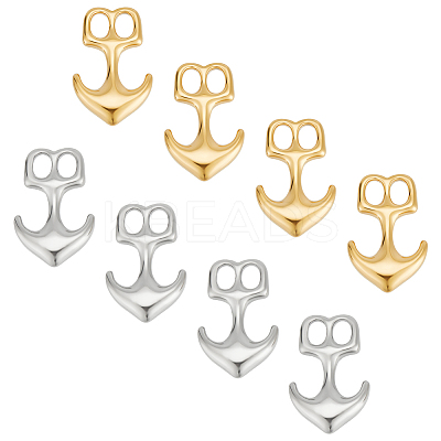 6Pcs 2 Colors 304 Stainless Steel Anchor Hook Clasps STAS-UN0050-79-1