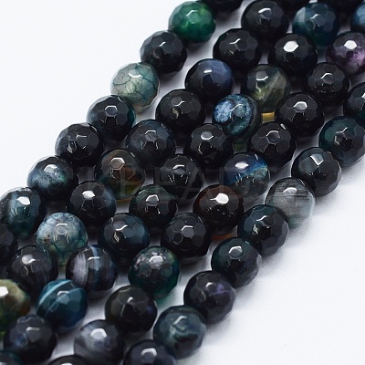 Faceted Natural Agate Beads Strands G-F561-6mm-D10-1