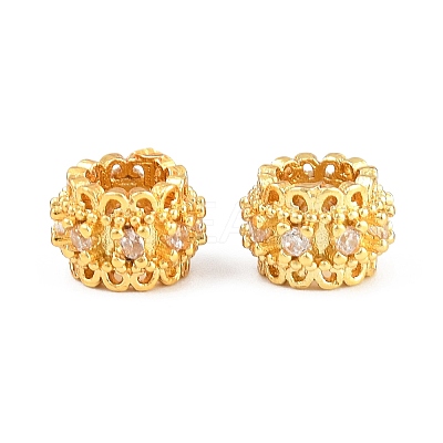 Brass Micro Pave Clear Cubic Zirconia European Beads CU-CBA6A75-16G-1