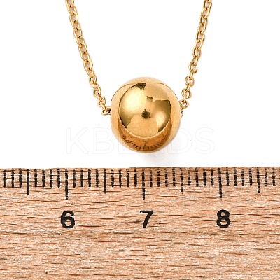 304 Stainless Steel Round Ball Pendant Necklaces for Women NJEW-K255-51G-1