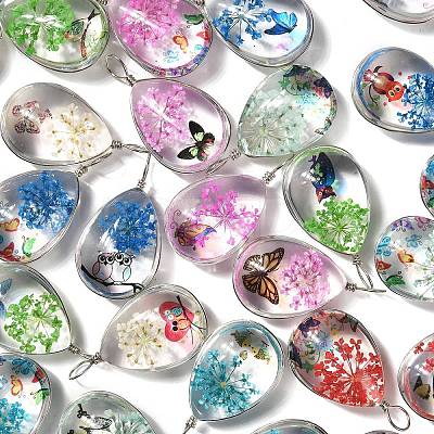 Transparent Glass Pendants GLAA-M048-05-1