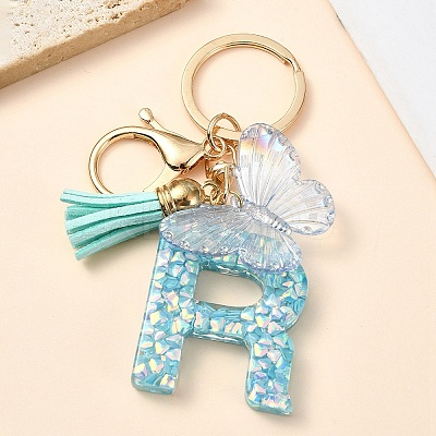 Resin & Acrylic & Faux Suede Tassel Keychain X1-KEYC-YW00117-18-1