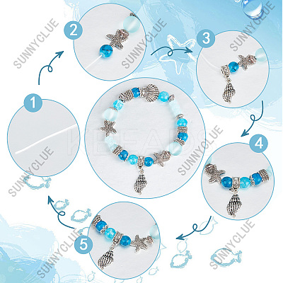 DIY Ocean Theme Stretch Bracelet Making Kit DIY-SC0021-55-1