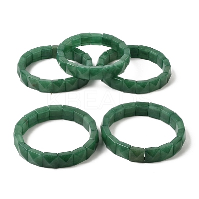 Square Natural Green Aventurine Beads Stretch Bracelets for Women Men BJEW-C097-06O-1