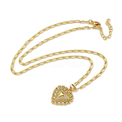 Brass Micro Pave Colorful Cubic Zirconia Peach Heart Pendant Necklaces for Women LS-NJEW-Q346-01G-03-1