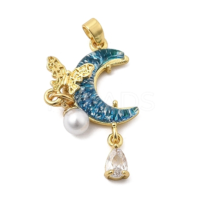 Brass with Translucent Resin Pendants KK-K274-12G-1