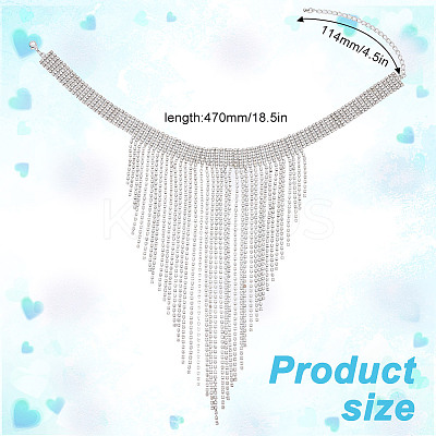 1Pc Iron Rhinestone Tennis Chains Bib Necklace NJEW-FG0001-11B-1