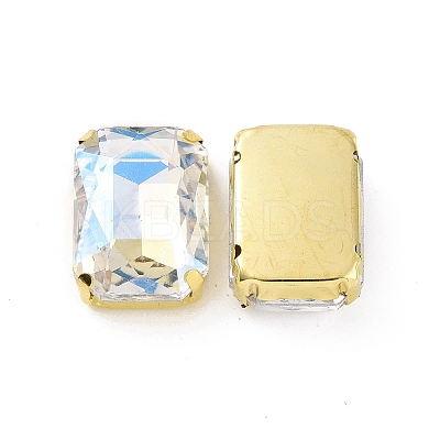 Rectangle Octagon Shape Sew on Glass Rhinestone X1-DIY-E062-01G-04-1