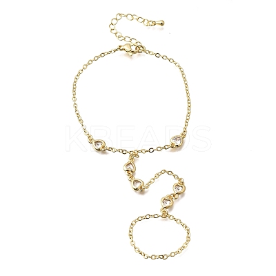 Brass Micro Pave Cubic Zirconia Mittens Bracelets BJEW-C156-01G-04-1