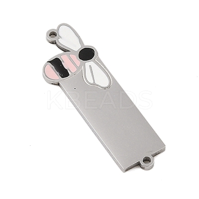 304 Stainless Steel Pink Enamel Connector Charms STAS-P377-16P-B-1