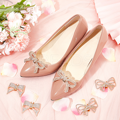 6Pcs 3 Styles Bowknot Alloy Rhinestone Shoe Decorations FIND-CP0002-22B-1